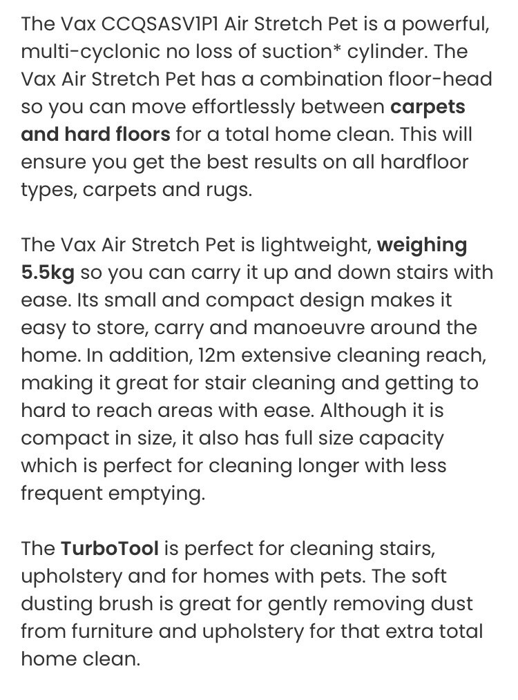 Air Stretch Pet Cylinder Vacuum Cleaner 